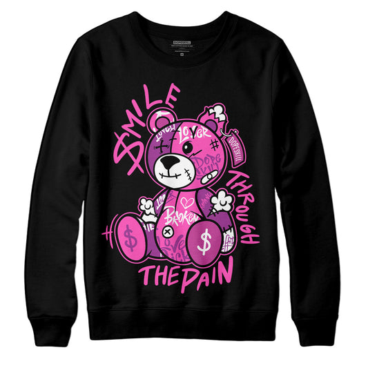 Jordan 4 GS “Hyper Violet” DopeSkill Sweatshirt Smile Through The Pain Graphic Streetwear - Black