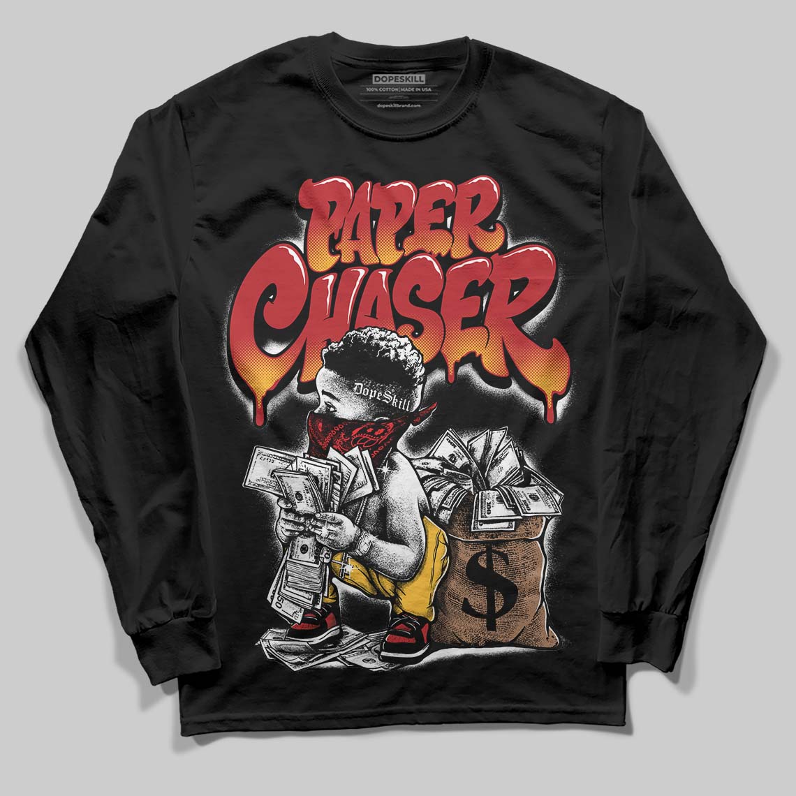 Jordan 14 Golf “Last Shot” DopeSkill Long Sleeve T-Shirt Paper Chaser Boy Graphic Streetwear - Black