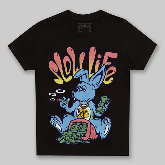 University Blue Sneakers DopeSkill Toddler Kids T-shirt Slow Life Graphic Streetwear - Black