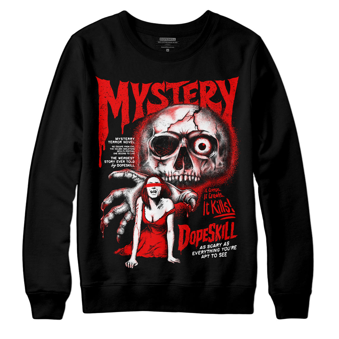 Jordan 12 “Cherry” DopeSkill Sweatshirt Mystery Ghostly Grasp Graphic Streetwear - Black