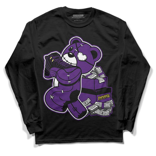 Jordan 12 “Field Purple” DopeSkill Long Sleeve T-Shirt Bear Steals Sneaker Graphic Streetwear - Black