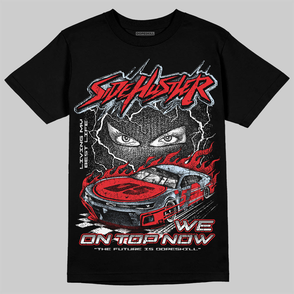 Jordan 11 Retro Cherry DopeSkill T-Shirt New Side Hustler Graphic Streetwear - Black