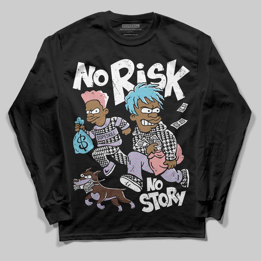 Harris Tweed x Dunk Low Denim Turquoise and Baroque Brown DopeSkill Long Sleeve T-Shirt No Risk No Story Graphic Streetwear - Black