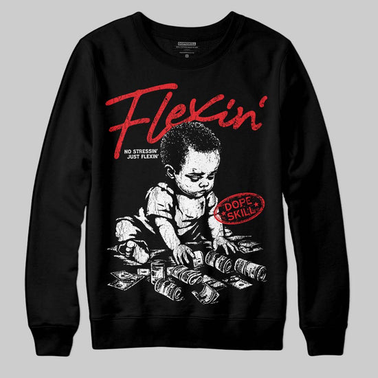 Jordan 11 Retro Cherry DopeSkill Sweatshirt Flexin' Graphic Streetwear - Black