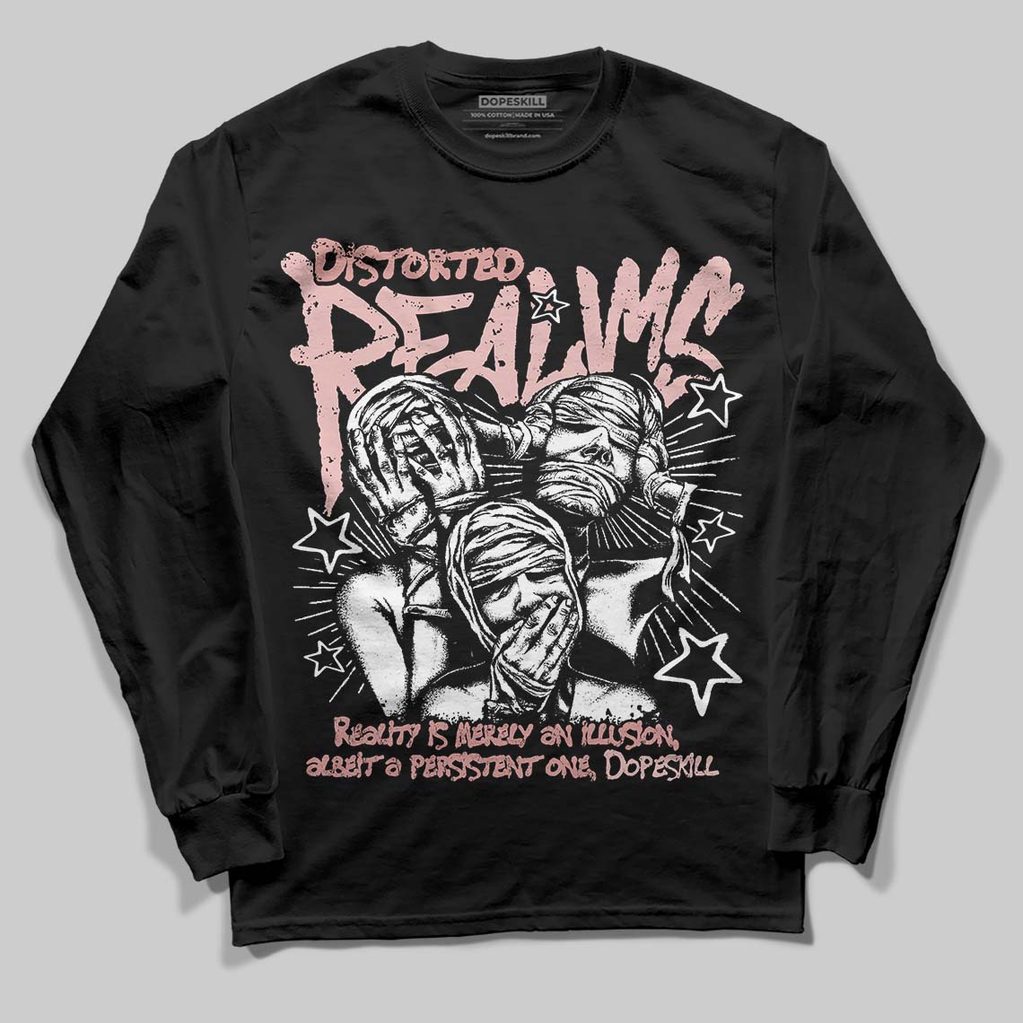Jordan 40 “Dusty Rose” DopeSkill Long Sleeve T-Shirt Distorted Realms Graphic Streetwear - Black