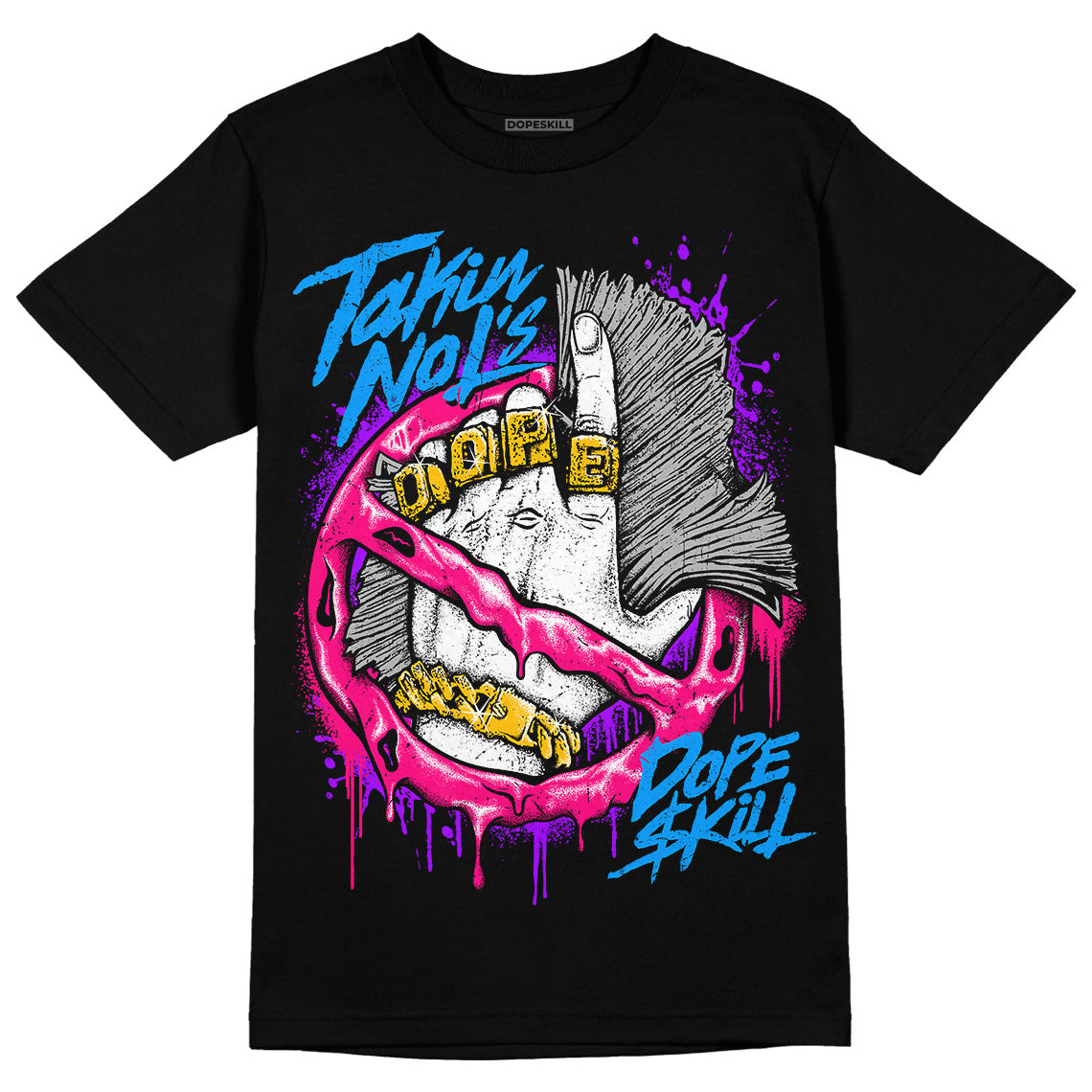 Jordan 1 Low GS “Fierce Pink” Dopeskill T-Shirt Takin No L's Graphic Streetwear - Black