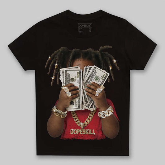 Jordan 5 Retro Fire Red Black Tongue (2025) DopeSkill Toddler Kids T-shirt Rich Youth Graphic Streetwear - Black
