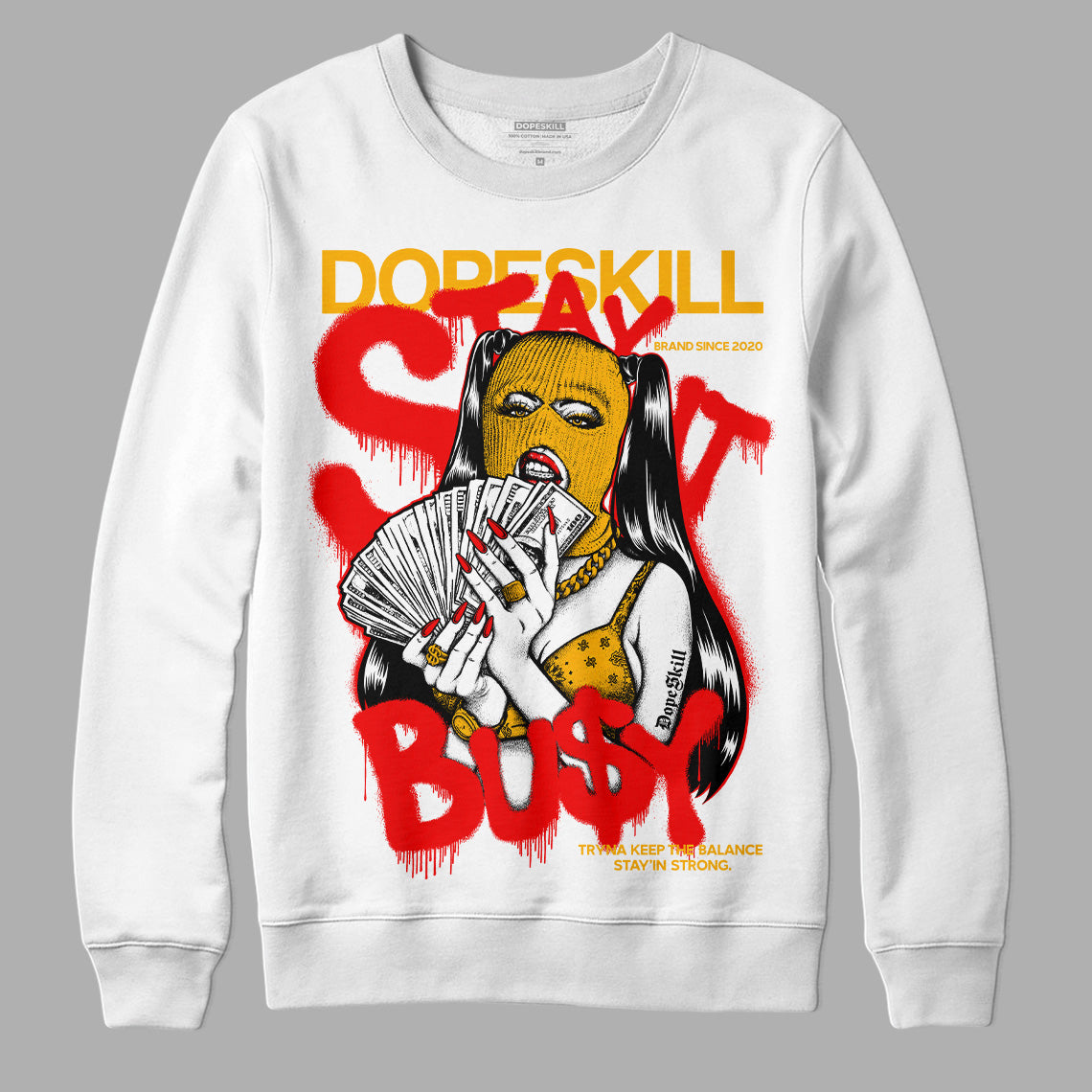 Red Sneakers DopeSkill Sweatshirt Stay It Busy Graphic Streetwear - White