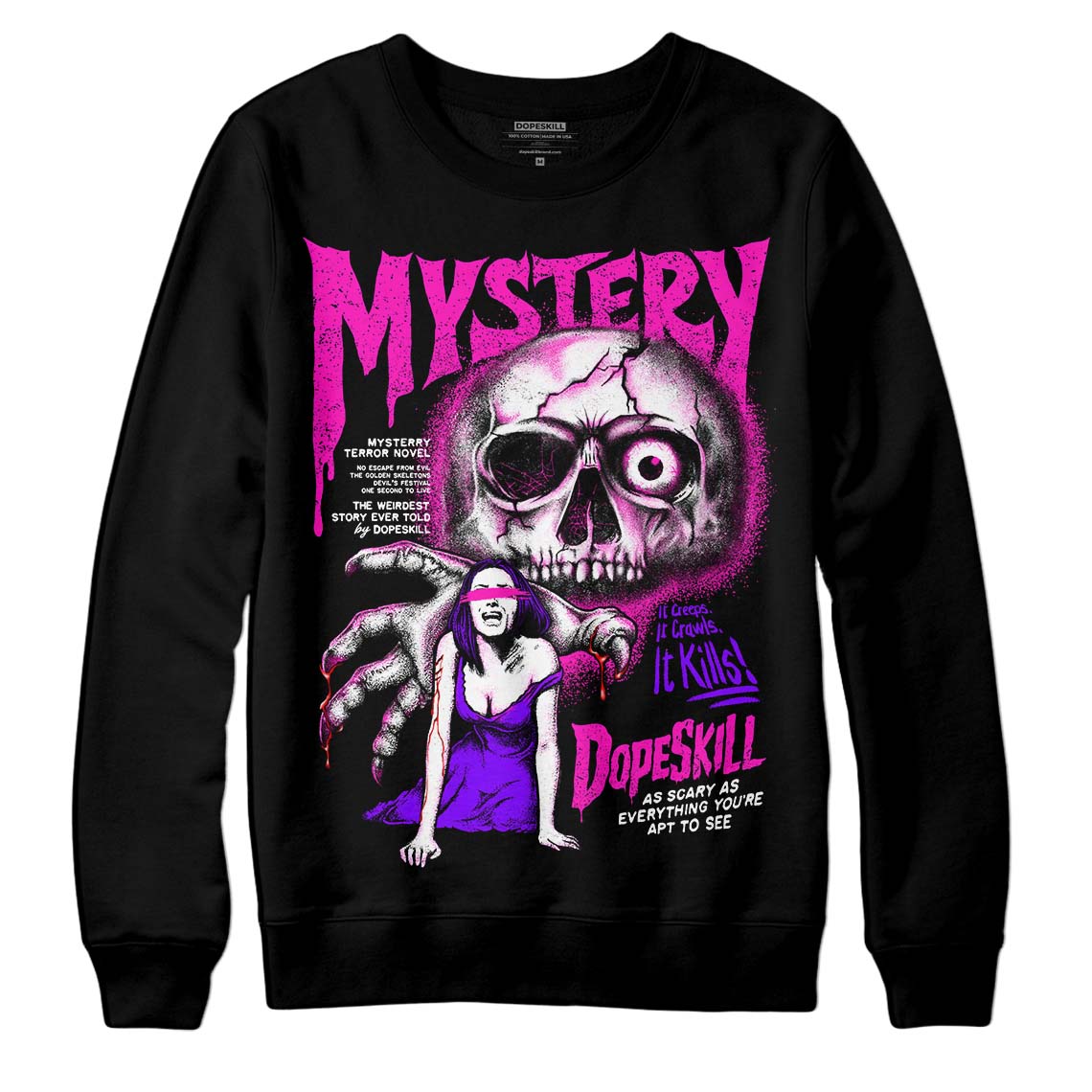 Dunk GS “Active Fuchsia” DopeSkill Sweatshirt Mystery Ghostly Grasp Graphic Streetwear - Black