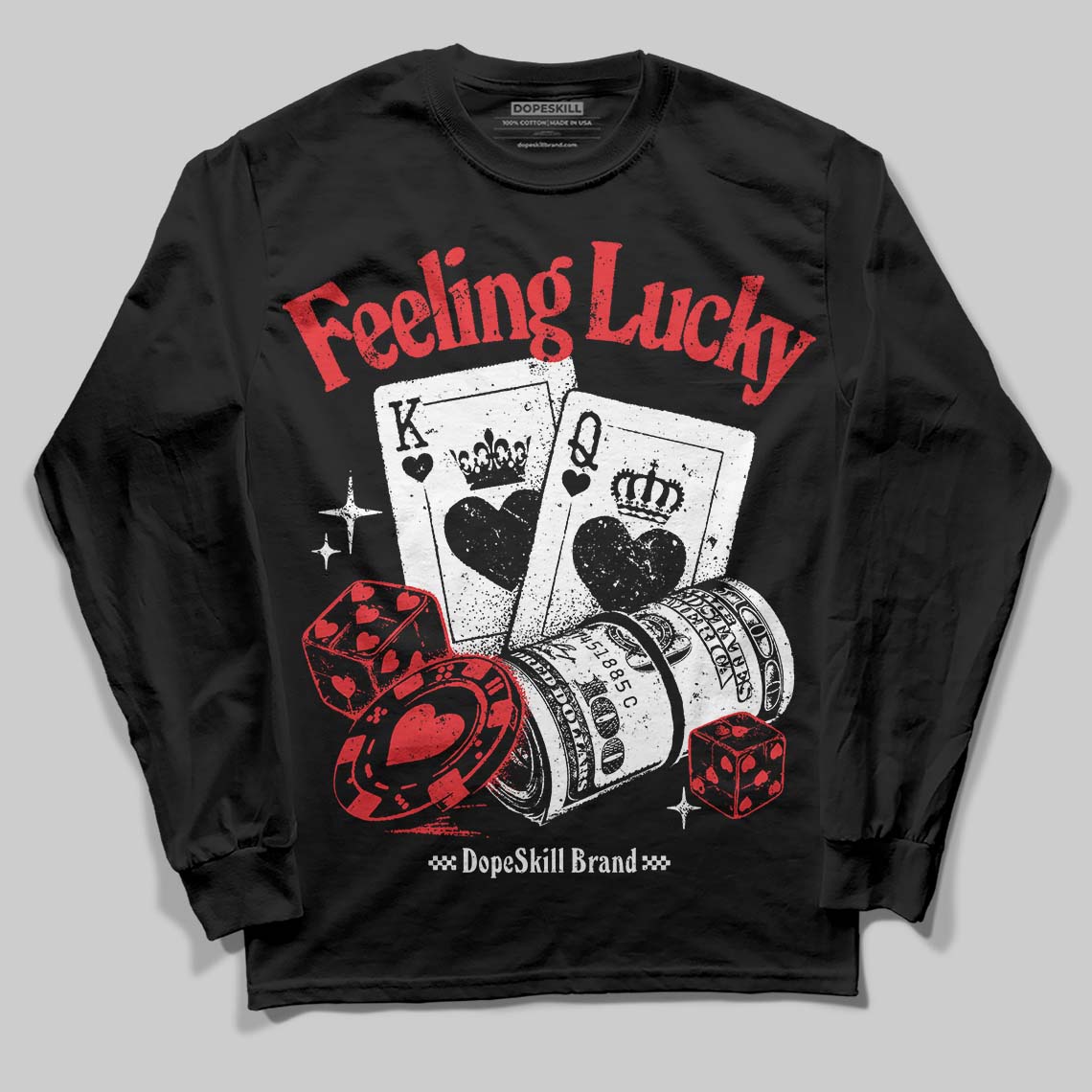 Dunk Low Panda White Black DopeSkill Long Sleeve T-Shirt Feeling Lucky Graphic Streetwear - Black