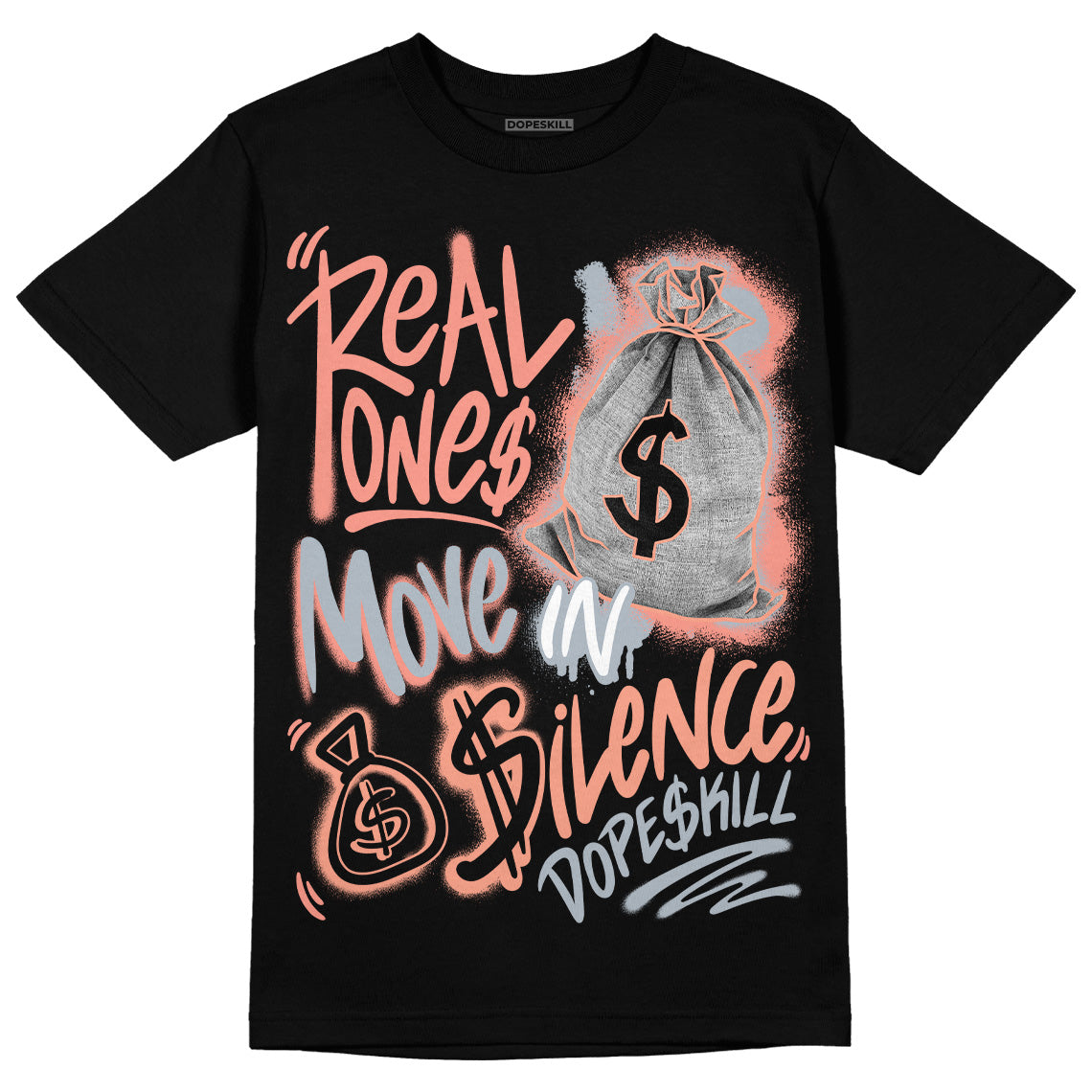 DJ Khaled x Jordan 5 Retro ‘Crimson Bliss’ DopeSkill T-Shirt Real Ones Move In Silence Graphic Streetwear - Black