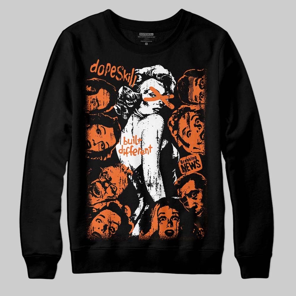 Orange, Black and White Sneakers DopeSkill Sweatshirt Built Different Graphic Streetwear - Black