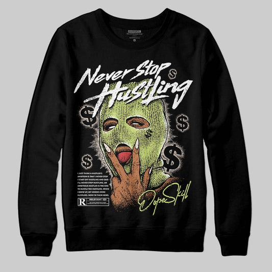 Jordan 5 “Luminous Green” DopeSkill Sweatshirt Never Stop Hustling Graphic Streetwear - Black