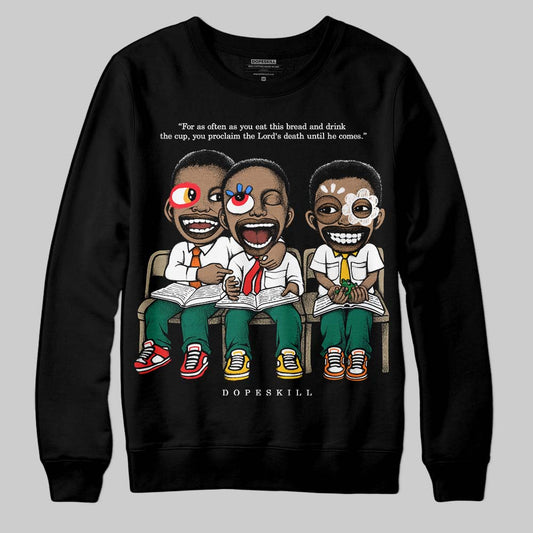 Jordan 4 Retro Oxidized Green DopeSkill Sweatshirt First Sunday Graphic Streetwear - Black