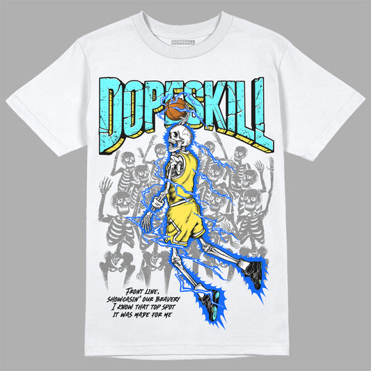 Jordan 5 Aqua DopeSkill T-Shirt Thunder Dunk Graphic Streetwear - White 