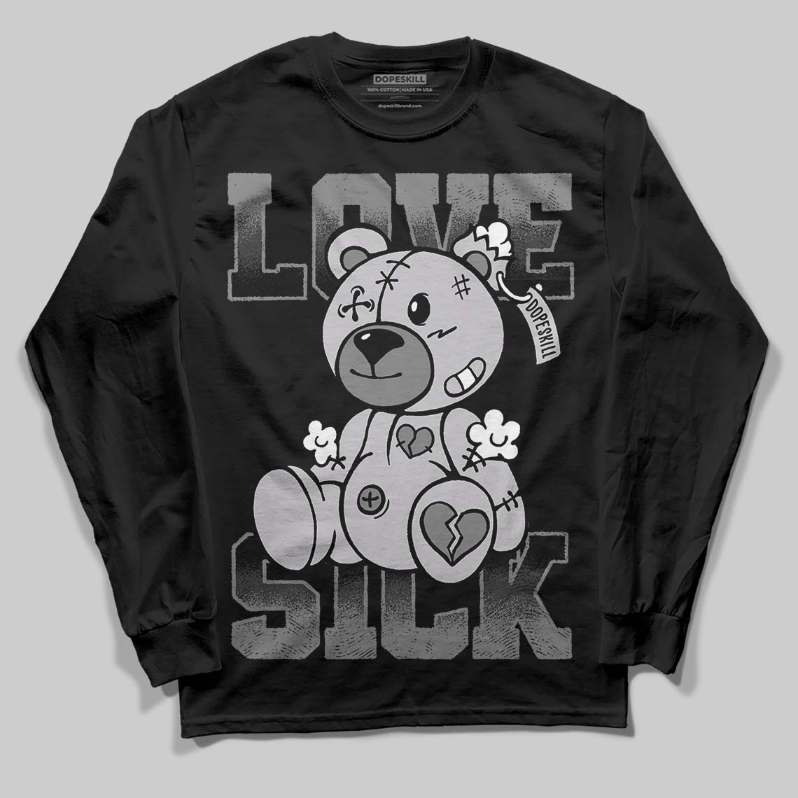 Grey Sneakers DopeSkill Long Sleeve T-Shirt Love Sick Graphic Streetwear - Black