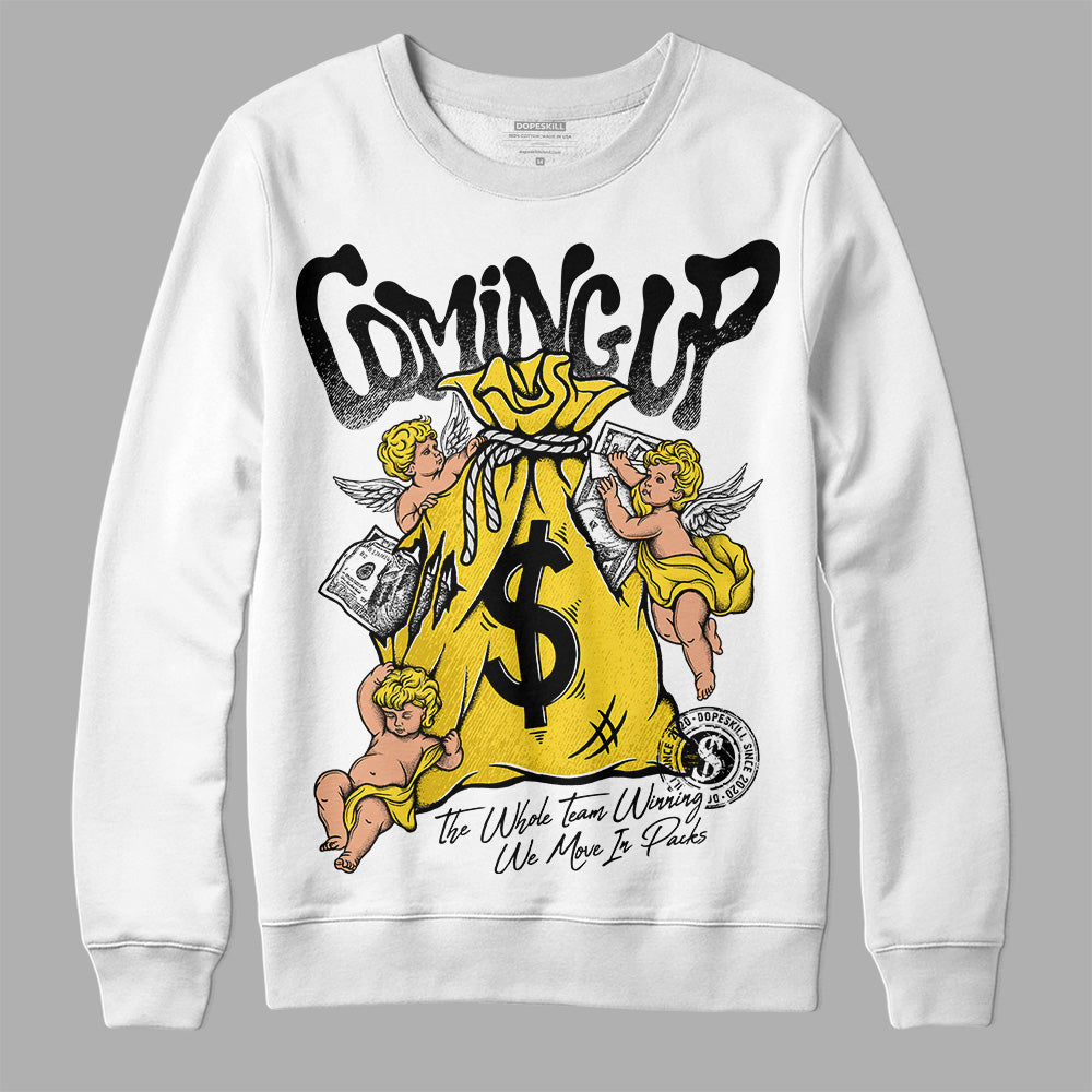 Jordan 4 Thunder DopeSkill Sweatshirt Money Bag Coming Up Graphic Streetwear - White