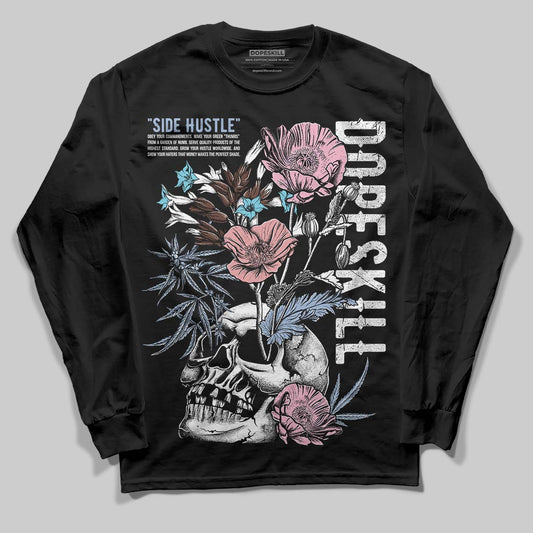 Harris Tweed x Dunk Low Denim Turquoise and Baroque Brown DopeSkill Long Sleeve T-Shirt Side Hustle Graphic Streetwear - Black