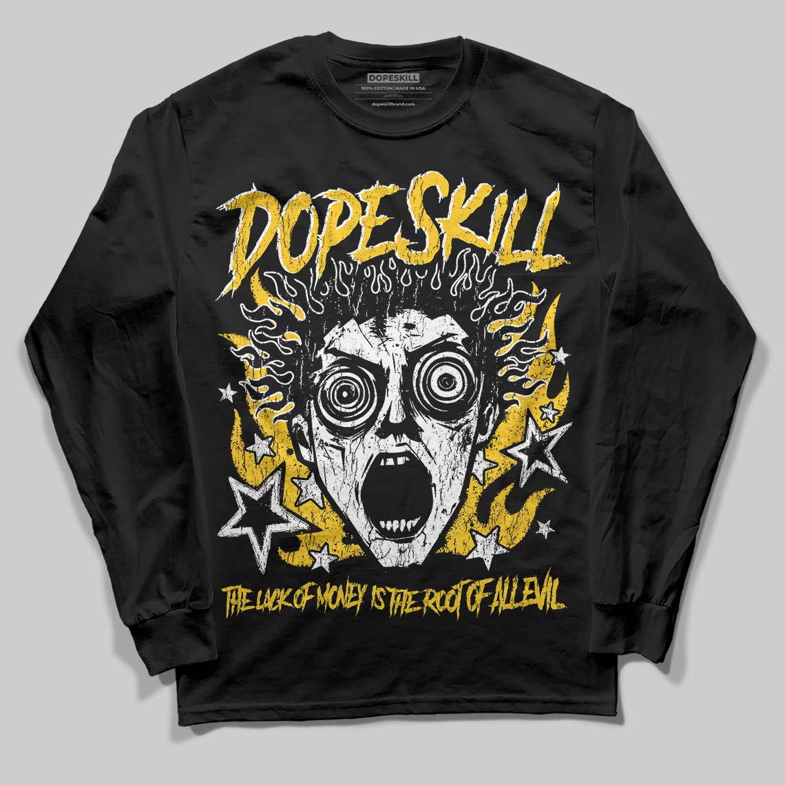 Yellow Sneakers DopeSkill Long Sleeve T-Shirt Root of Evil Graphic Streetwear - Black
