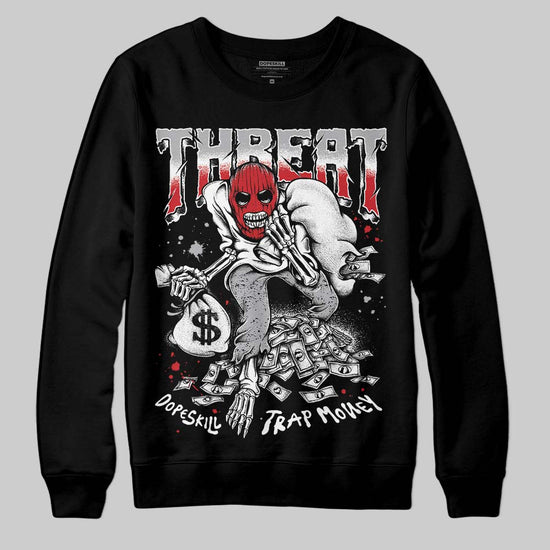Jordan 4 OG “White Cement” DopeSkill Sweatshirt Threat Graphic Streetwear - Black