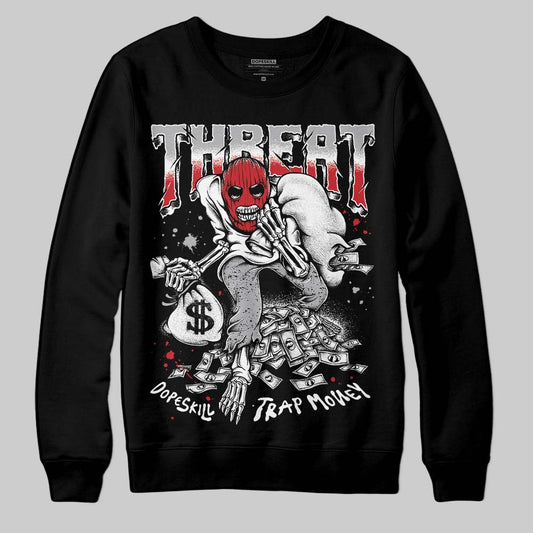 Jordan 4 OG “White Cement” DopeSkill Sweatshirt Threat Graphic Streetwear - Black
