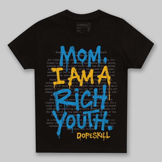 Royal Blue Sneakers DopeSkill Toddler Kids T-shirt Mom, I Am A Rich Youth Graphic Streetwear - Black