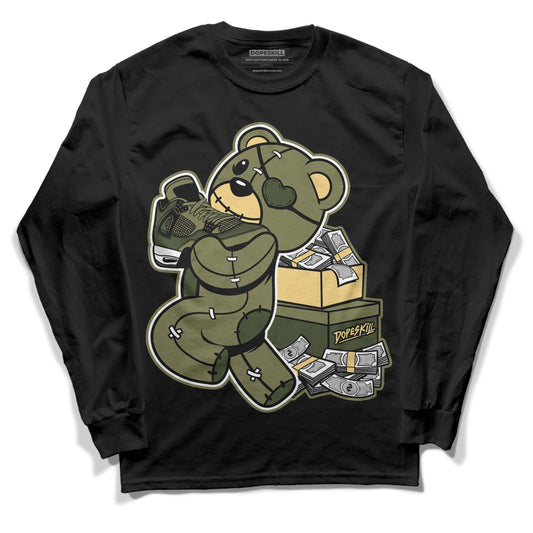 Jordan 4 Retro SE Craft Medium Olive DopeSkill Long Sleeve T-Shirt Bear Steals Sneaker Graphic Streetwear - Black
