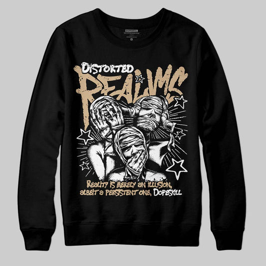 TAN Sneakers DopeSkill Sweatshirt Distorted Realms Graphic Streetwear - Black