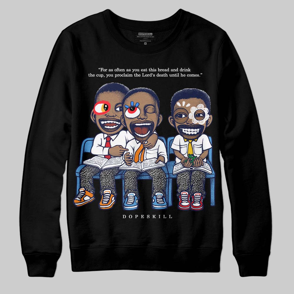 Jordan 3 "Midnight Navy" DopeSkill Sweatshirt First Sunday Graphic Streetwear - Black
