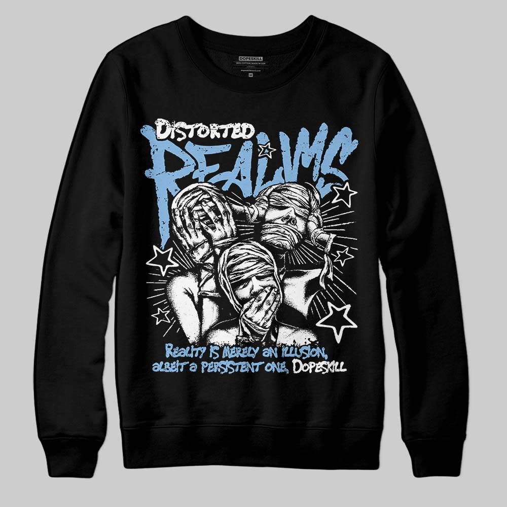 Jordan 6 University Blue DopeSkill Sweatshirt Distorted Realms Graphic Streetwear - Black