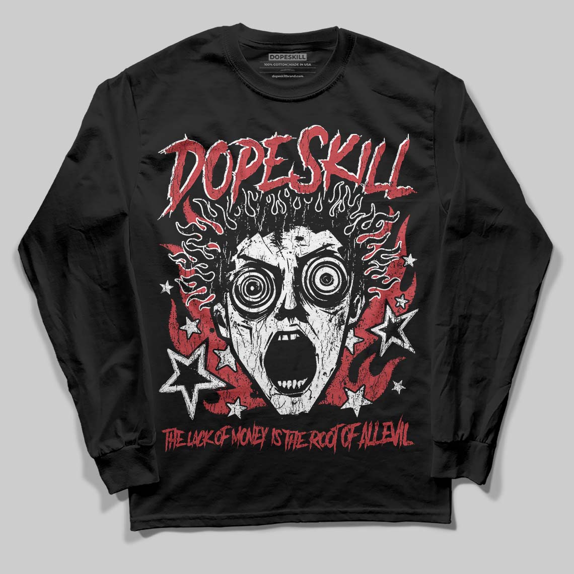 Red Sneakers DopeSkill Long Sleeve T-Shirt Root of Evil Graphic Streetwear - Black
