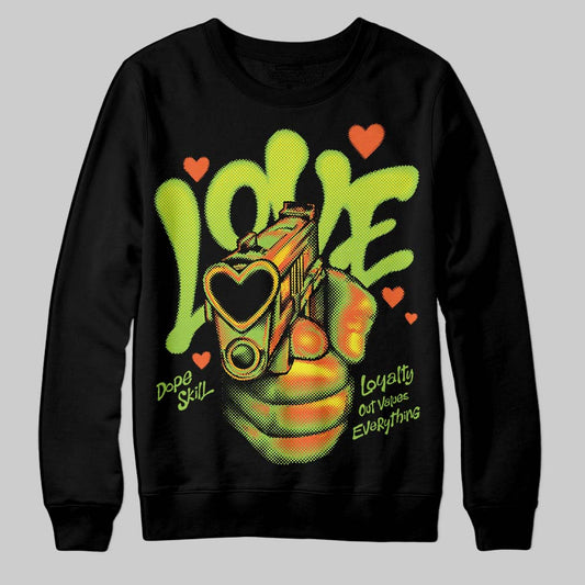 Neon Green Sneakers DopeSkill Sweatshirt Love Shot Graphic Streetwear - Black