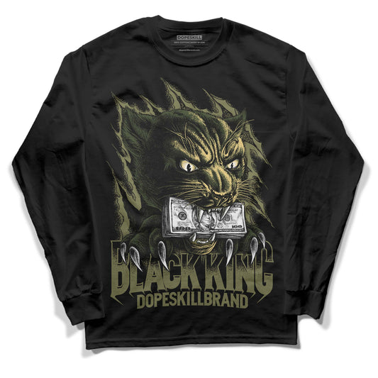 Jordan 4 Retro SE Craft Medium Olive DopeSkill Long Sleeve T-Shirt Black King Graphic Streetwear - Black