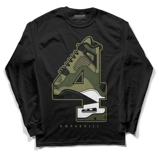 Jordan 4 Retro SE Craft Medium Olive DopeSkill Long Sleeve T-Shirt No.4 Graphic Streetwear - Black