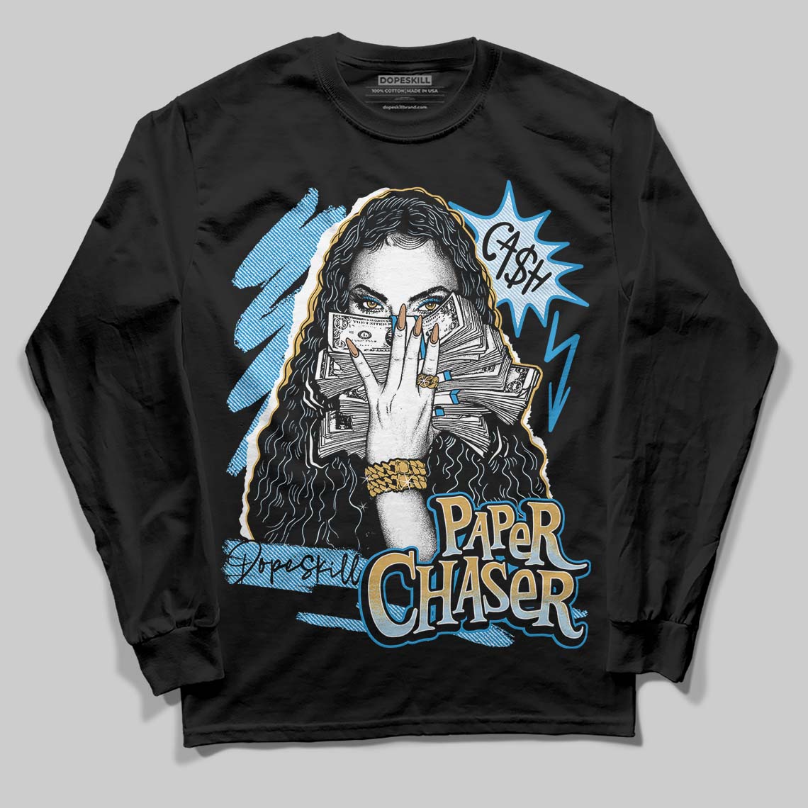 Jordan 4 Denim “Worn Blue” DopeSkill Long Sleeve T-Shirt NPC Graphic Streetwear - black