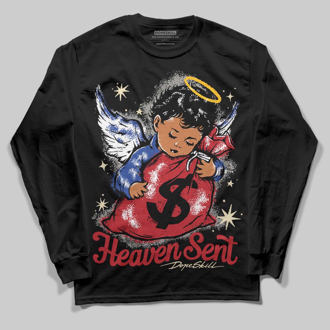 Jordan 4 “Rare Air” DopeSkill Long Sleeve T-Shirt Heaven Sent Graphic Streetwear - Black