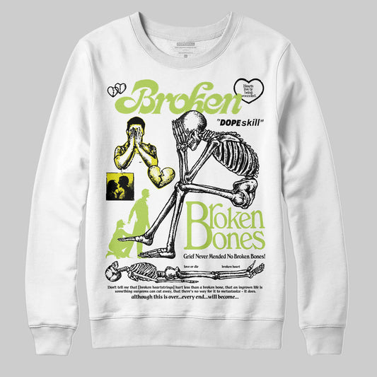Jordan 13 Retro Bright Cactus DopeSkill Sweatshirt Broken Bones Graphic Streetwear - White