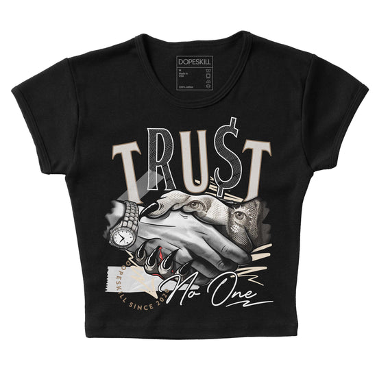 Jordan 5 SE “Sail” DopeSkill Women's Crop Top Trust No One Graphic Streetwear - Black