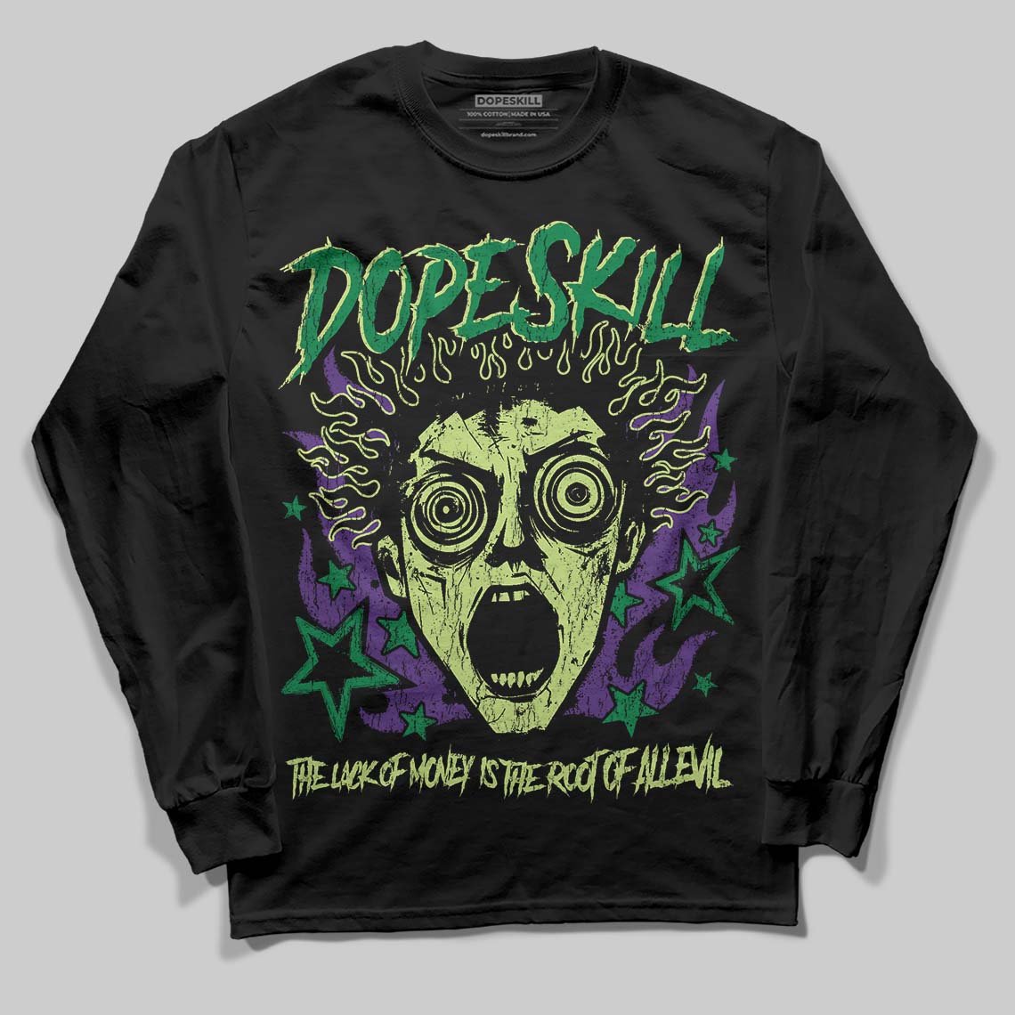 Green Sneakers DopeSkill Long Sleeve T-Shirt Root of Evil Graphic Streetwear - black