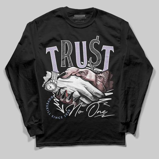Harris Tweed x Dunk Low Denim Turquoise and Baroque Brown DopeSkill Long Sleeve T-Shirt Trust No One Graphic Streetwear - Black
