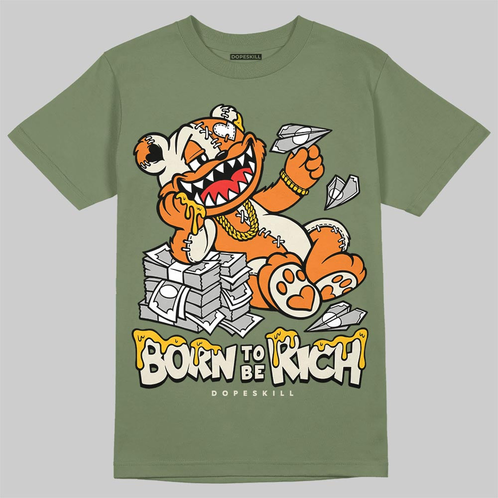 Jordan 4 Retro OG SP Undefeated (2025) DopeSkill T-Shirt Born To Be Rich Graphic Streetwear - Military Green