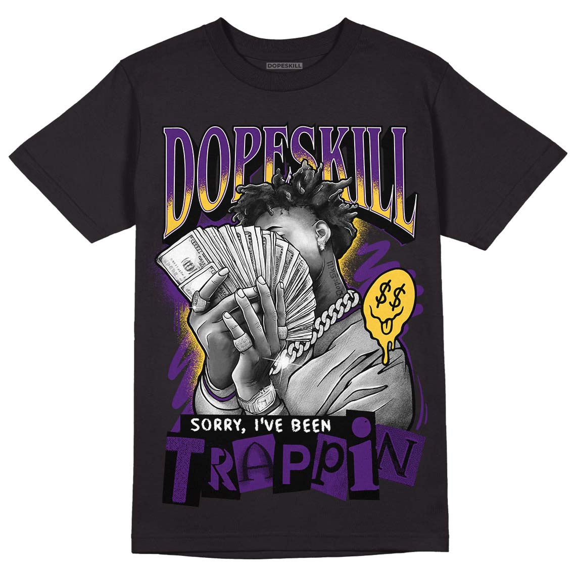 Jordan 12 “Field Purple” DopeSkill T-Shirt Sorry I've Been Trappin Graphic Streetwear - Black