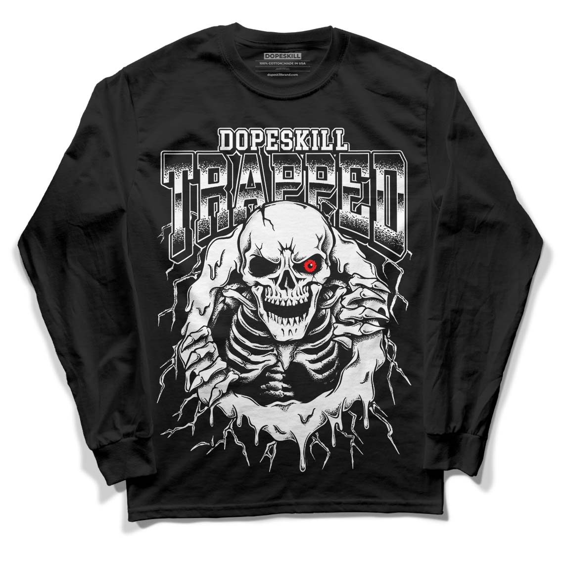 Dunk Low Panda White Black DopeSkill Long Sleeve T-Shirt Trapped Halloween Graphic Streetwear - Black