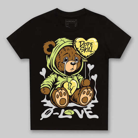Jordan 4 GS “Light Lemon Twist” DopeSkill Toddler Kids T-shirt Broken Bear Graphic Streetwear - Black