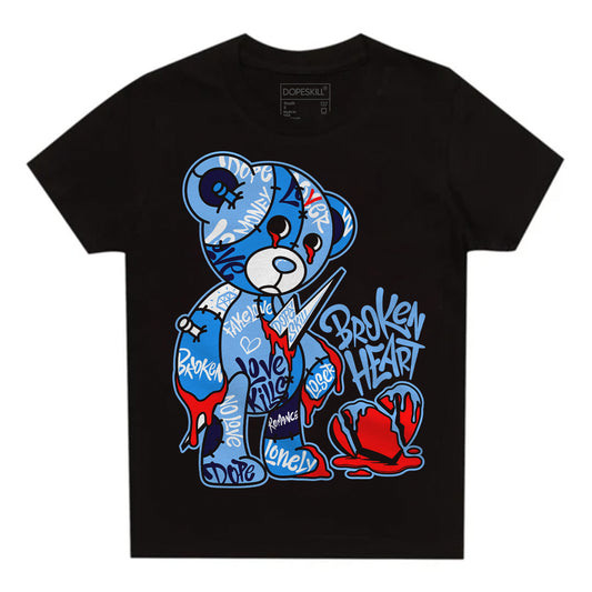 Jordan 9 Powder Blue DopeSkill Toddler Kids T-shirt Broken Heart Graphic Streetwear - Black