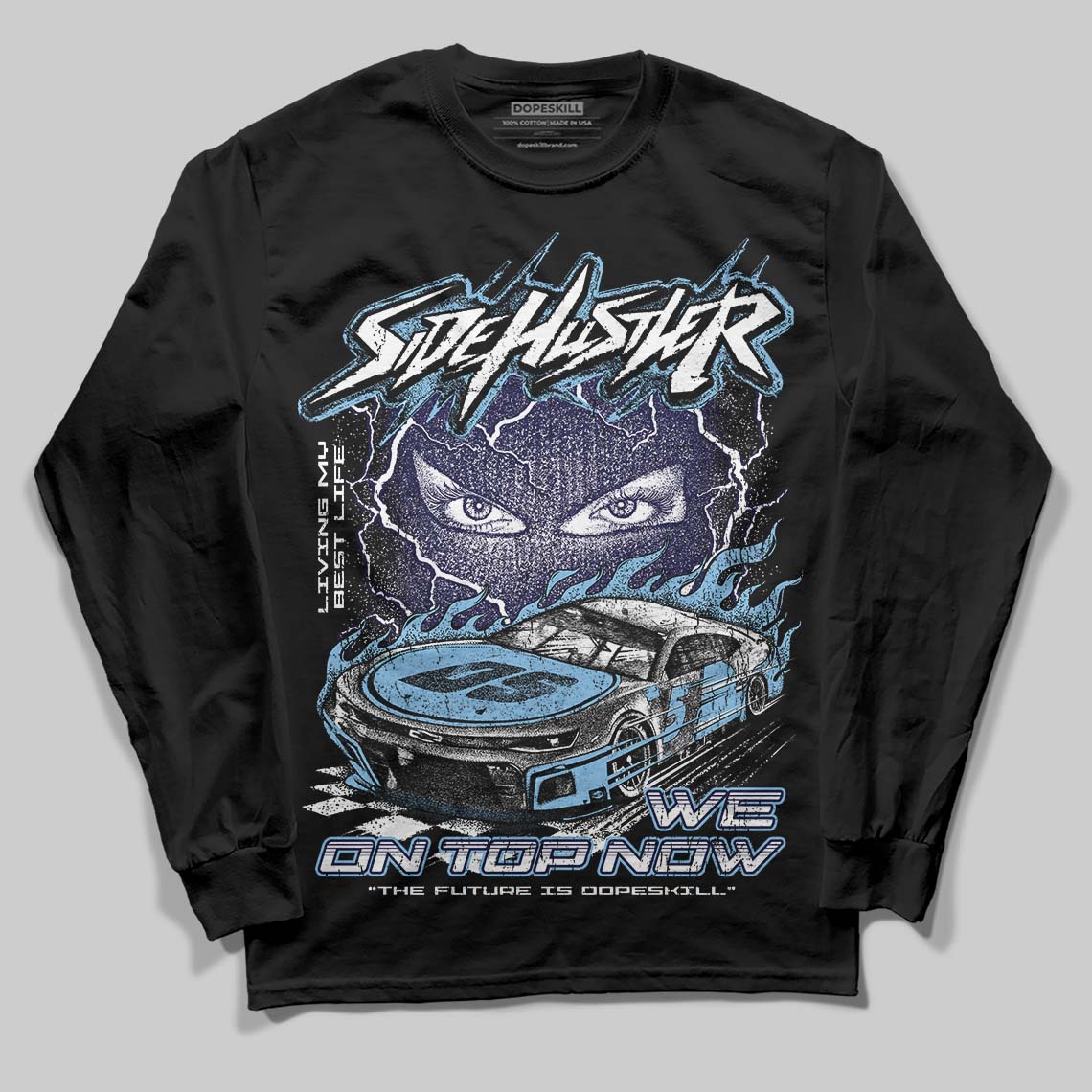 University Blue Sneakers DopeSkill Long Sleeve T-Shirt Flexin' Graphic Streetwear - Black