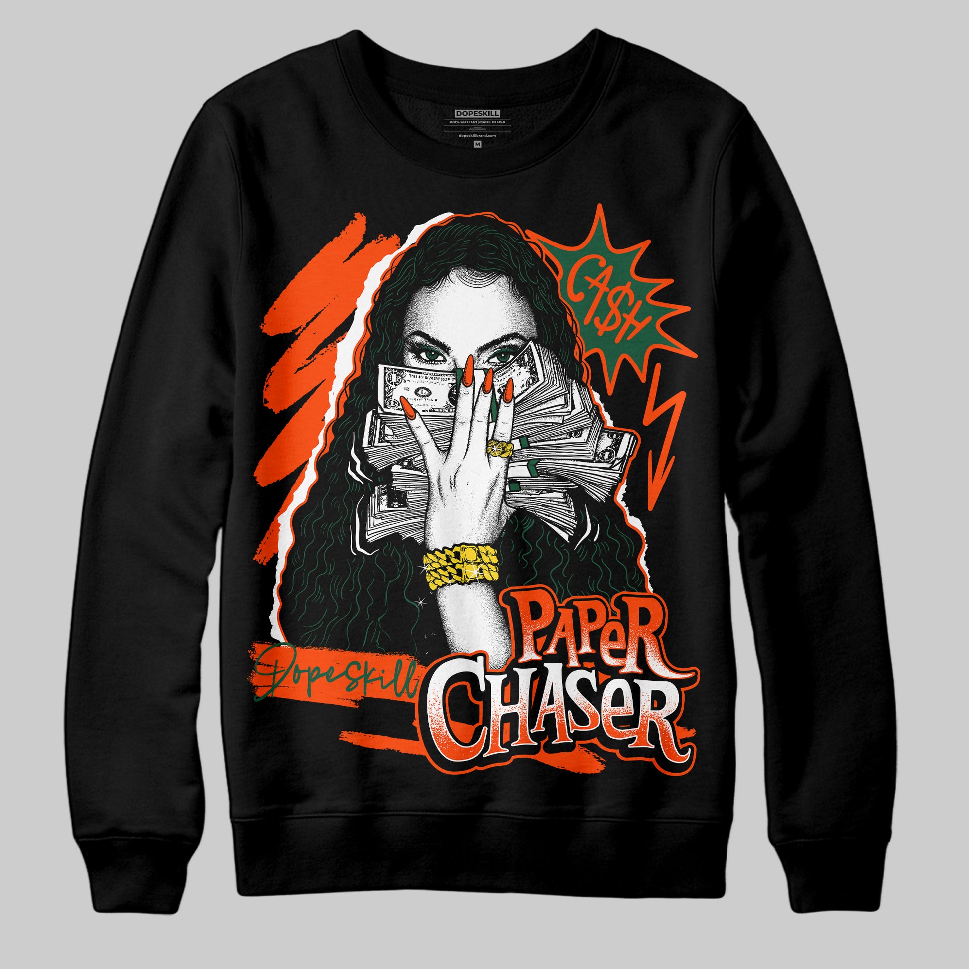 Dunk Low Team Dark Green Orange DopeSkill Sweatshirt NPC Graphic Streetwear - Black