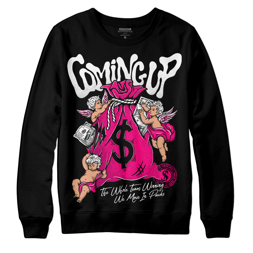 Jordan 1 Low GS “Fierce Pink” DopeSkill Sweatshirt Money Bag Coming Up Graphic Streetwear - Black