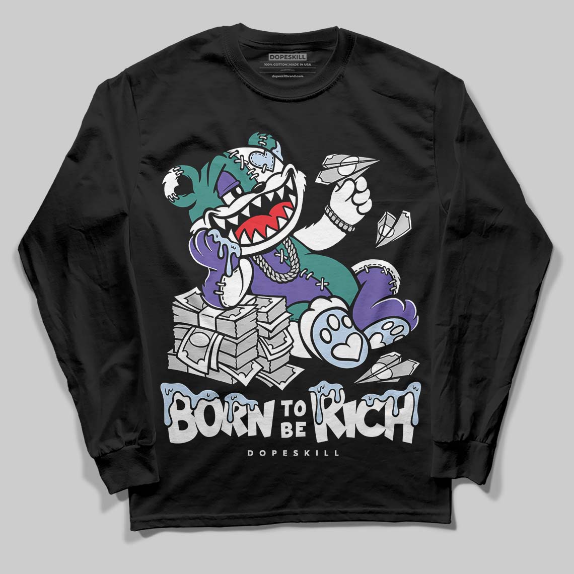 Jordan 5 OG “Grape” DopeSkill Long Sleeve T-Shirt Born To Be Rich Graphic Streetwear - Black