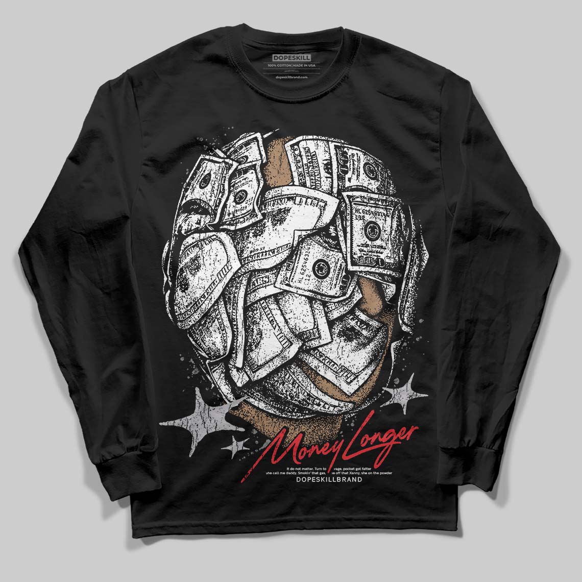 Grey Sneakers DopeSkill Long Sleeve T-Shirt Money Longer Graphic Streetwear - black